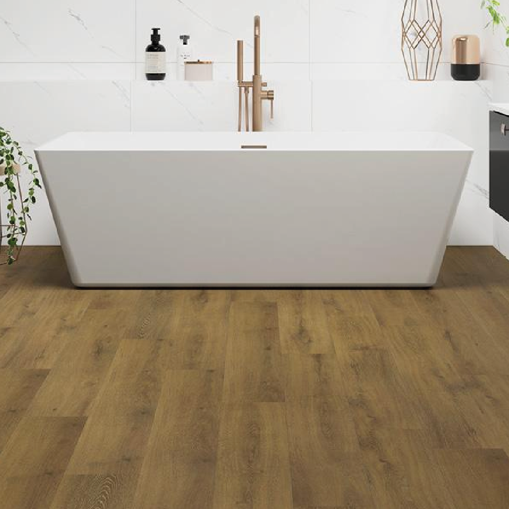 wood flooring in bathroom